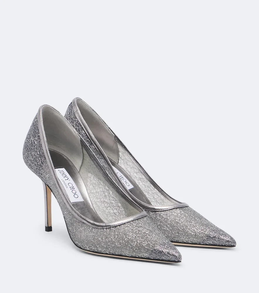 Love Embroidered Glitter Pumps