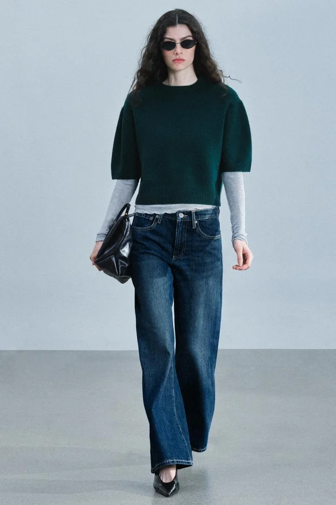 ZW COLLECTION LOW-RISE WIDE-LEG JEANS