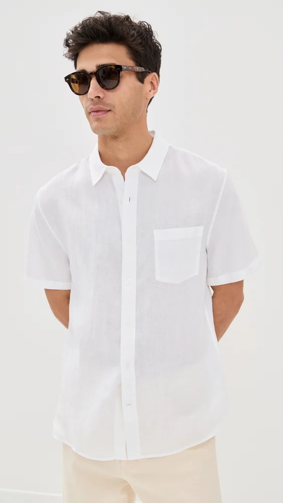 Linen Short Sleeve Shirt (Optic White)