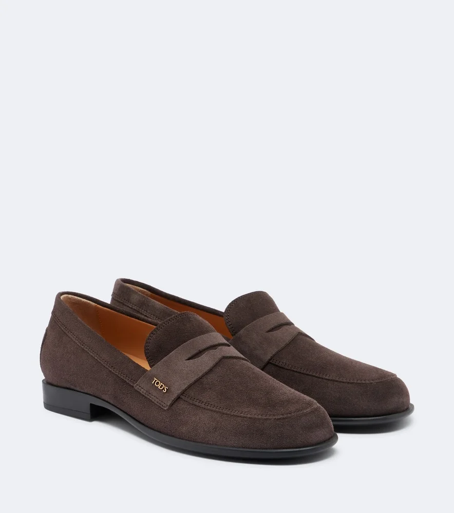 Suede penny loafers