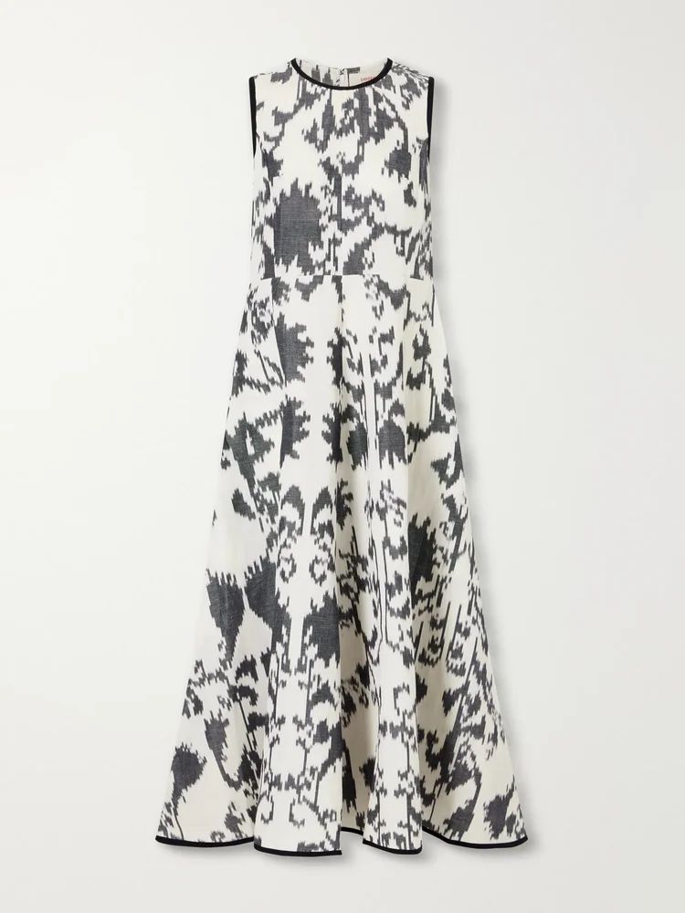 Clodette printed linen and cotton-blend poplin maxi dress
