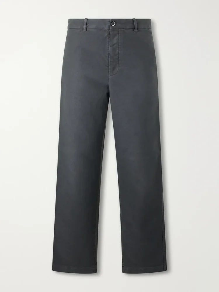 Straight-Leg Cotton-Satin Trousers