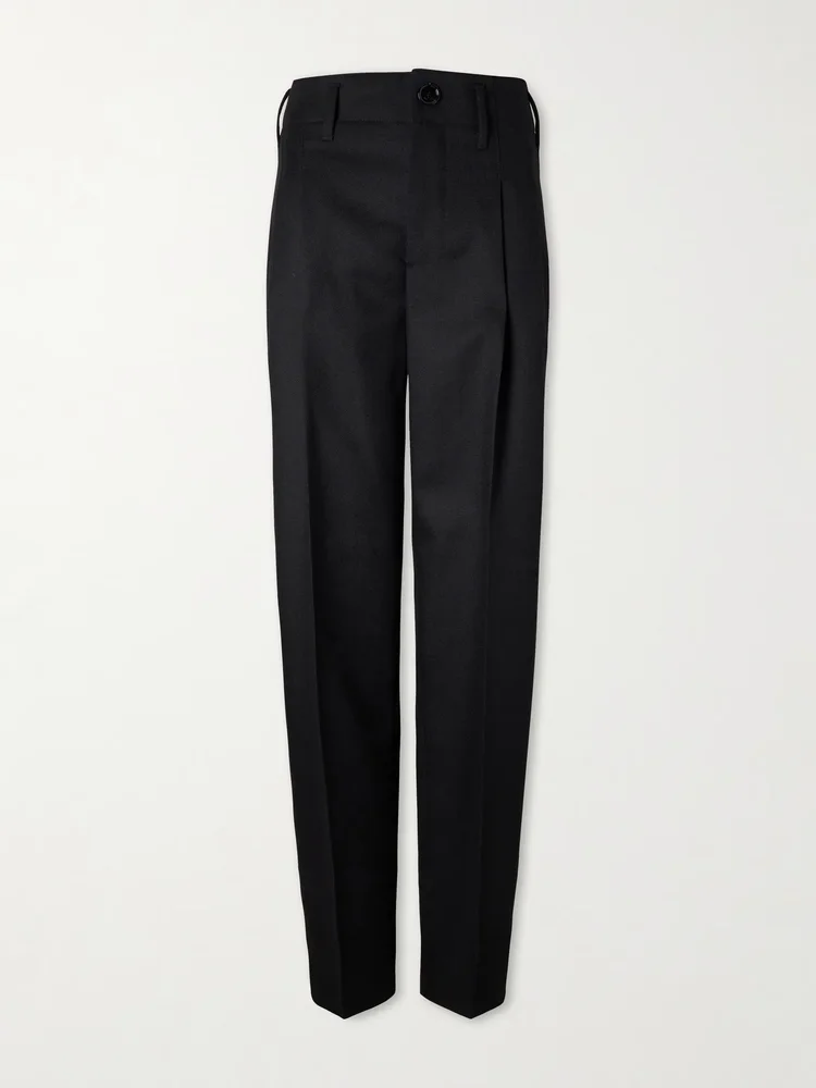 Pleated wool-gabardine wide-leg pants