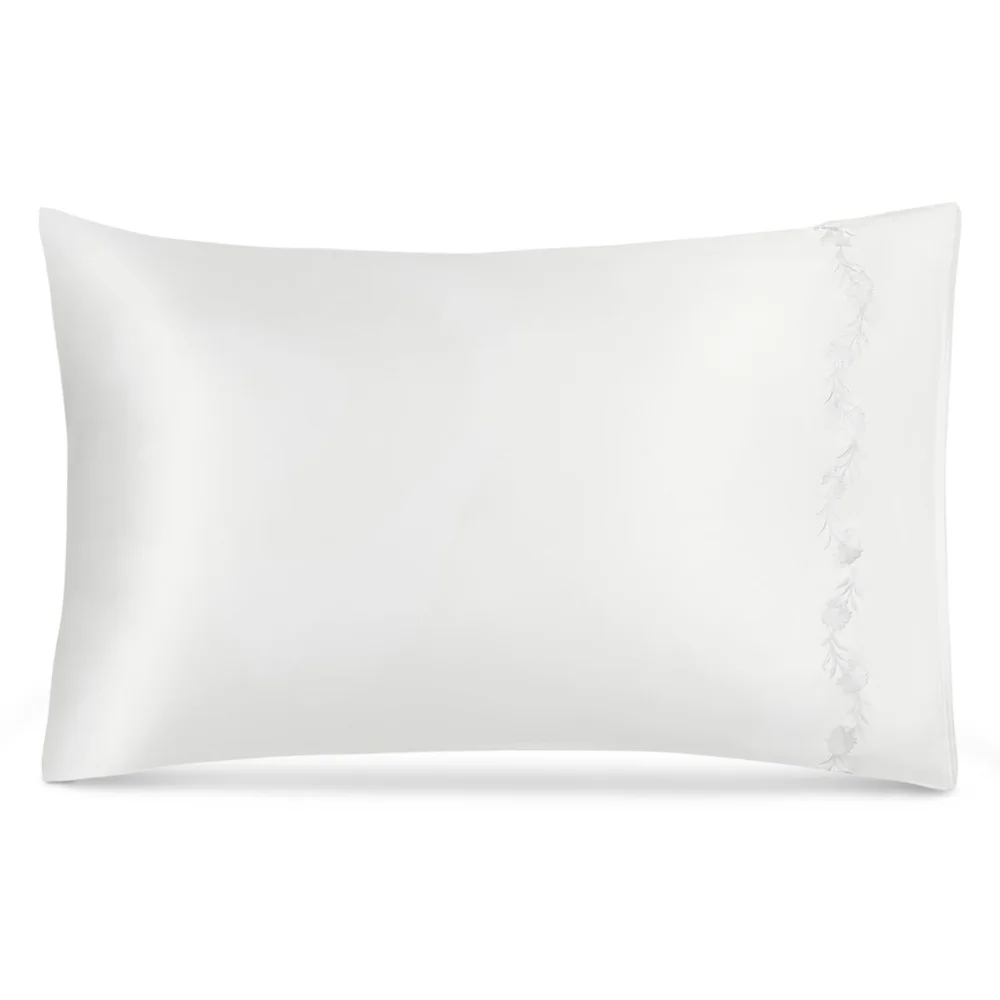 Silk Collection Standard Pillowcase in Daphne Embroidery in Bone
