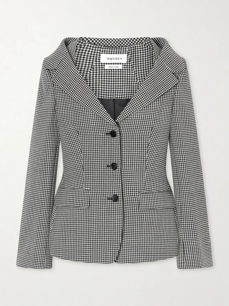 Gingham wool jacket