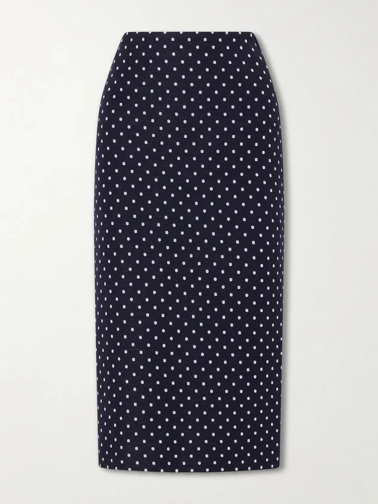 Max Mara Adatti Polka-Dot Jersey Midi Skirt
