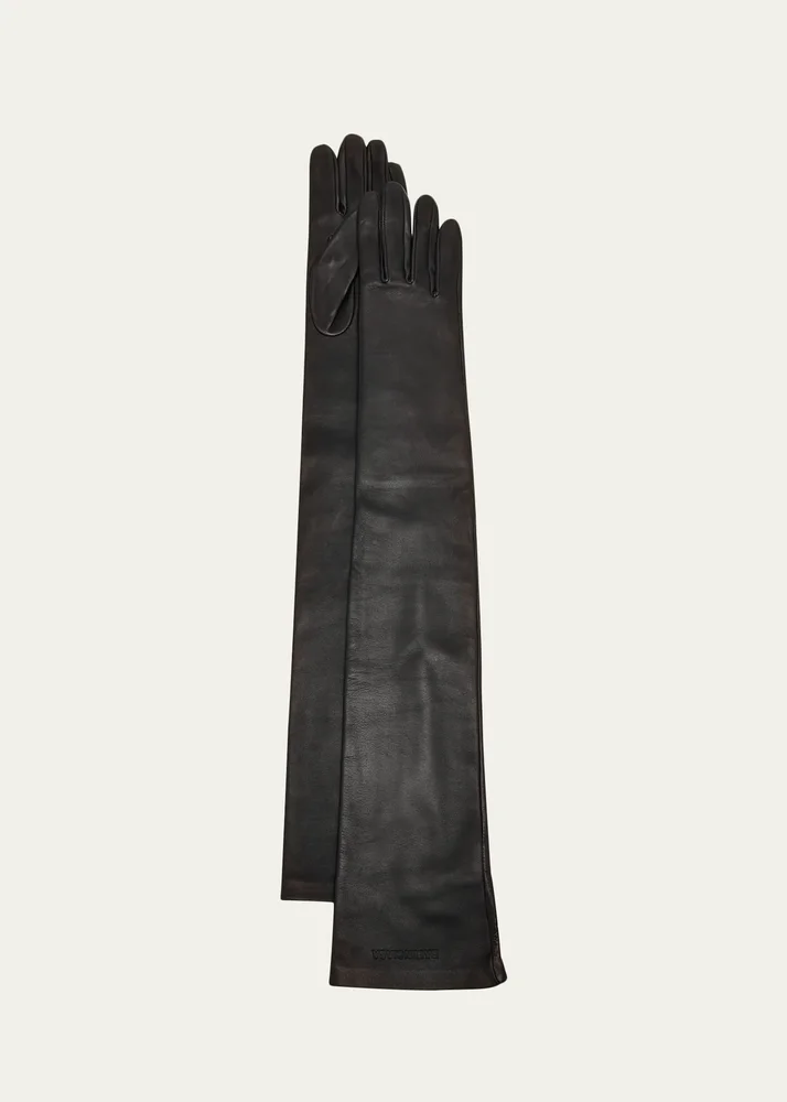 Long Lambskin Leather Gloves