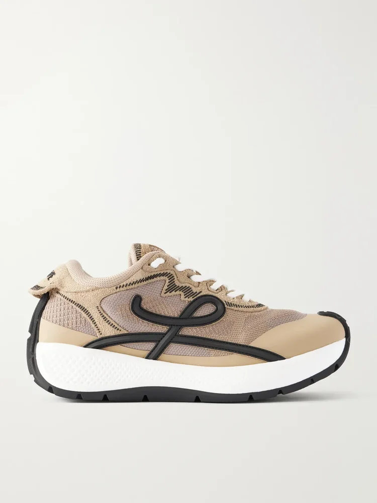 Pogo Rubber-Trimmed Mesh Sneakers