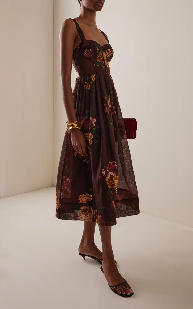 Phoebe Linen-Silk Midi Dress