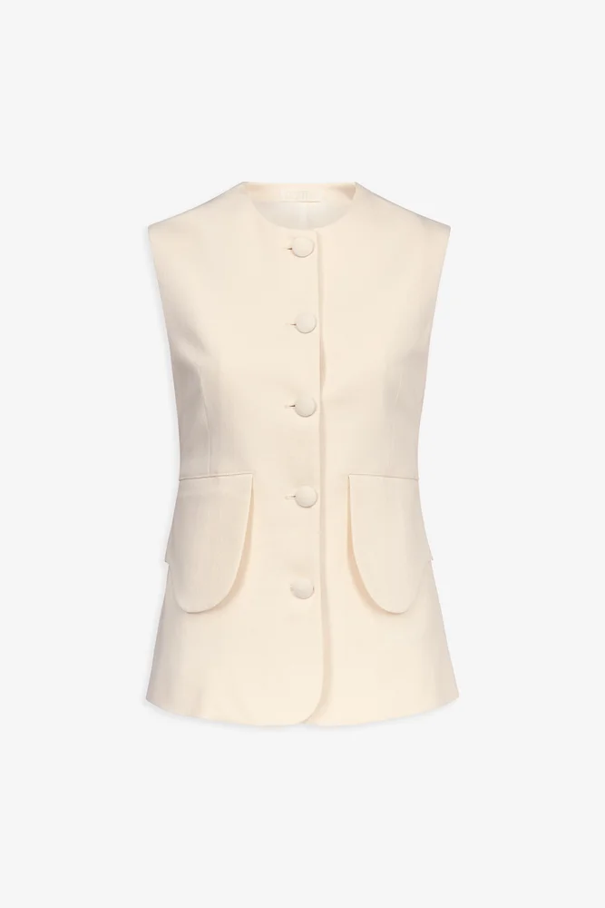 Denim ecru button-front vest
