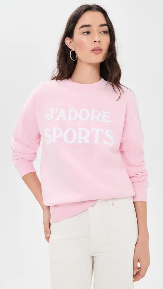 J'adore Flocked Crew Neck Sweatshirt