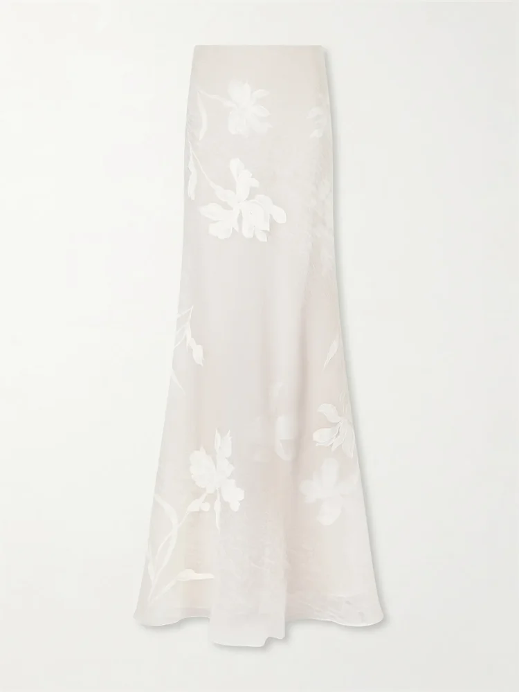 Dean floral-embroidered silk-blend organza maxi skirt