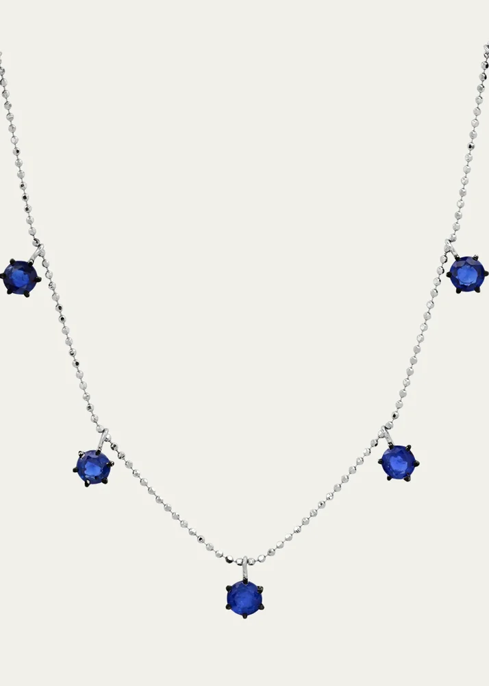 18K Blue Sapphire Floating Necklace