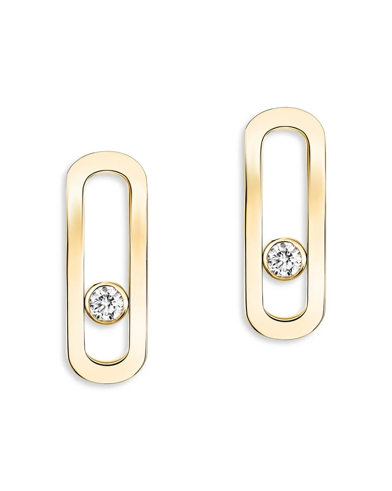 18K Gold Move Uno Diamond Oval Drop Earrings, 0.16 tcw
