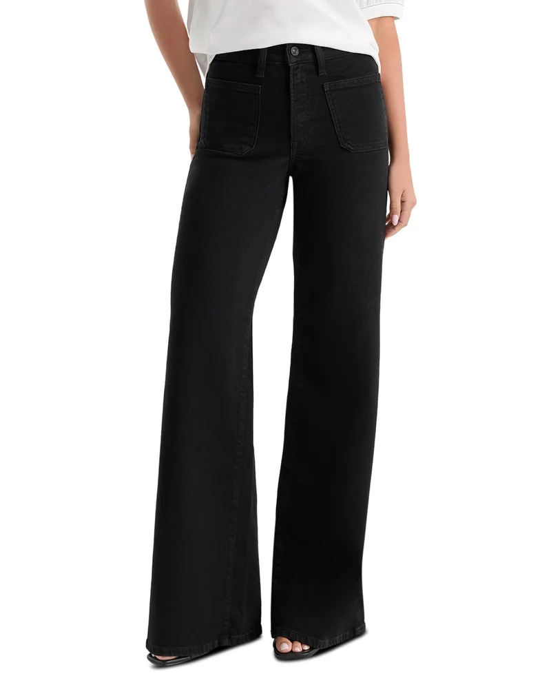 Soft Tech Good Waist High Rise Palazzo Jeans in Black001