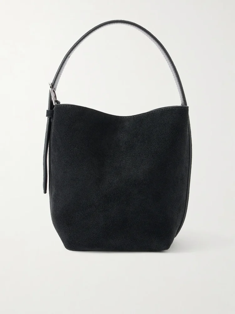 Belted suede tote