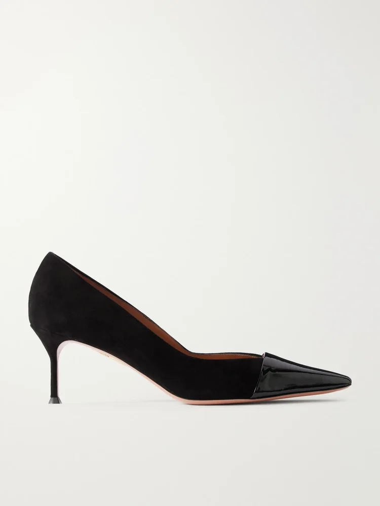 Orbit Pump 65 patent leather-trimmed suede pumps
