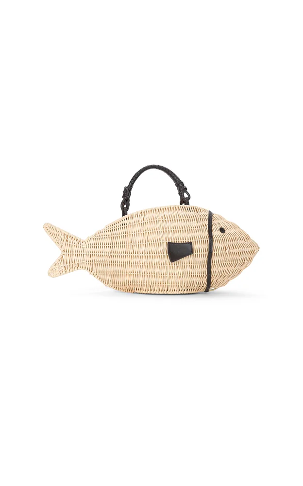 Cleo Fish Wicker-Leather Tote