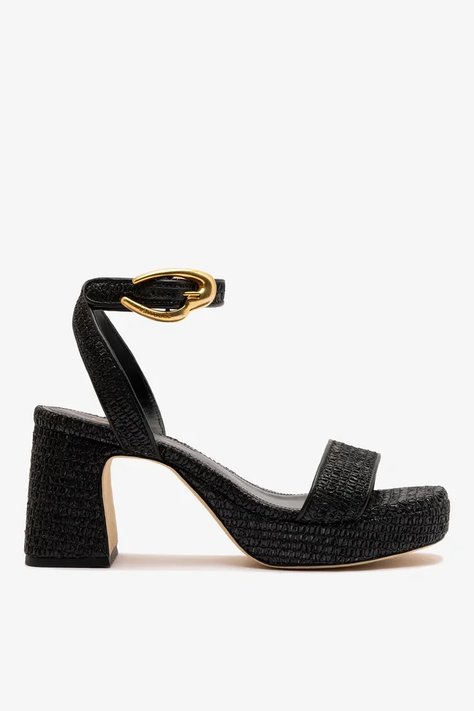 Dolly Verona Low Platform Sandal Black Raffia