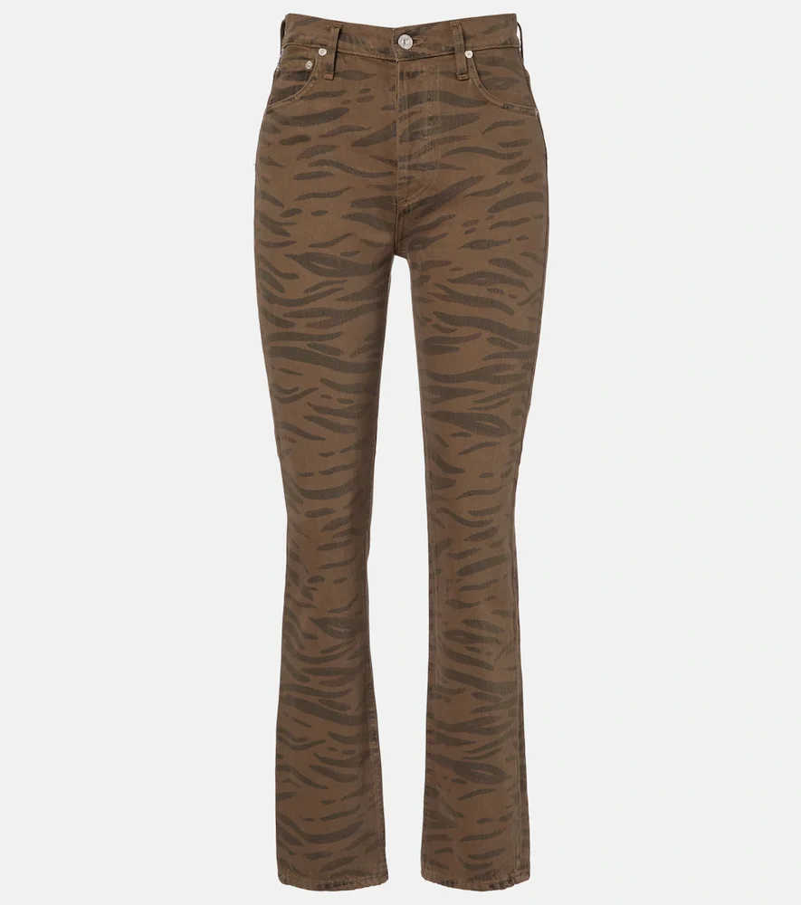 Blaine Zebra-Print Flared Jeans