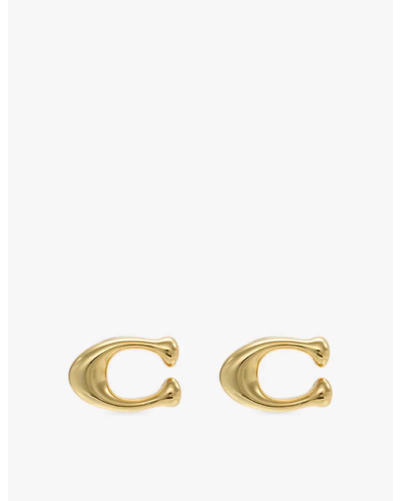 C Bubble Brass Stud Earrings