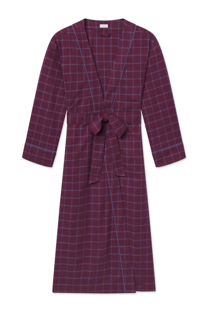 Flannel Robe in Fig Cozy Windowpane
