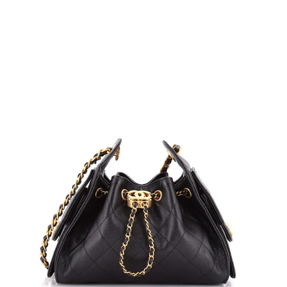 Pre-Owned 25 Hobo Bag Quilted Caviar Mini in Black, Aged Gold Hardware, Excellent Condition