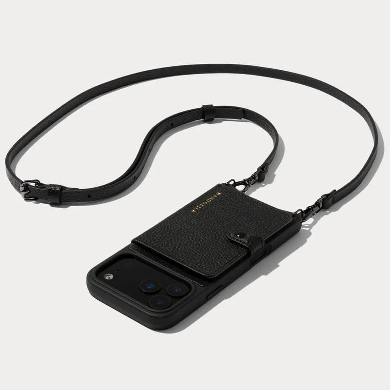 Mila Leather Crossbody MagSafe Case, Black