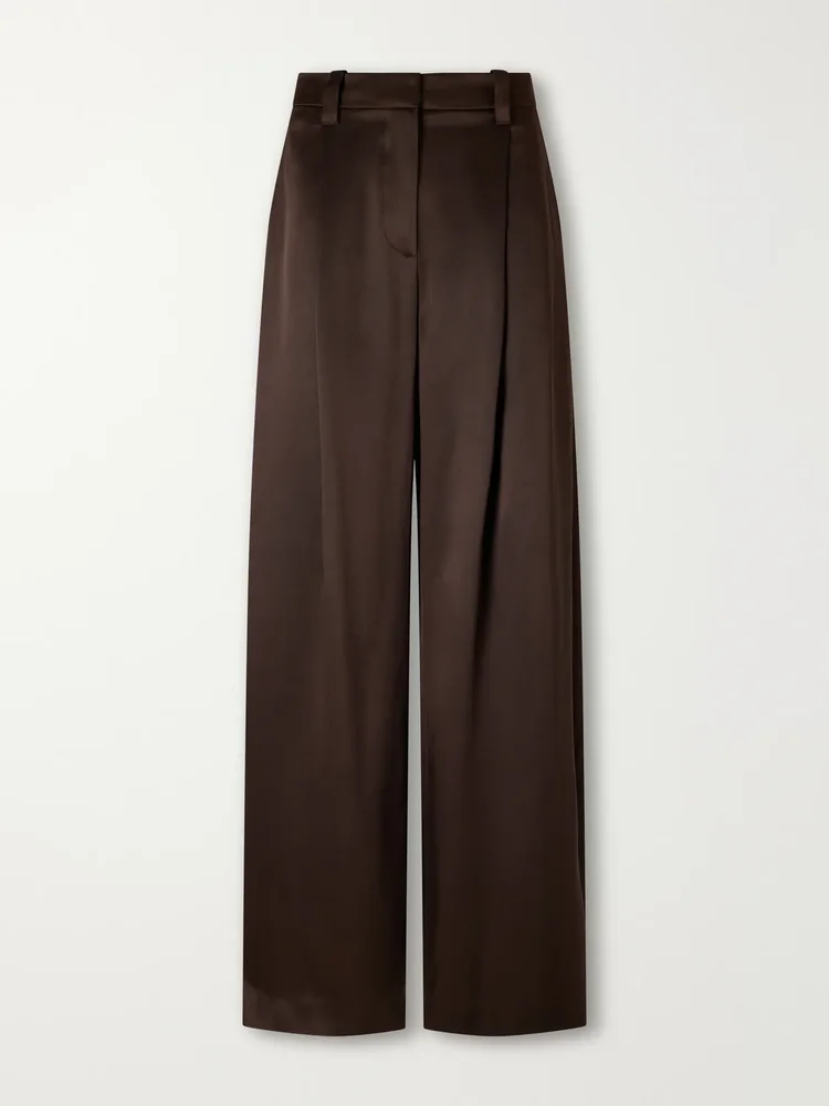 Silk-satin wide-leg pants