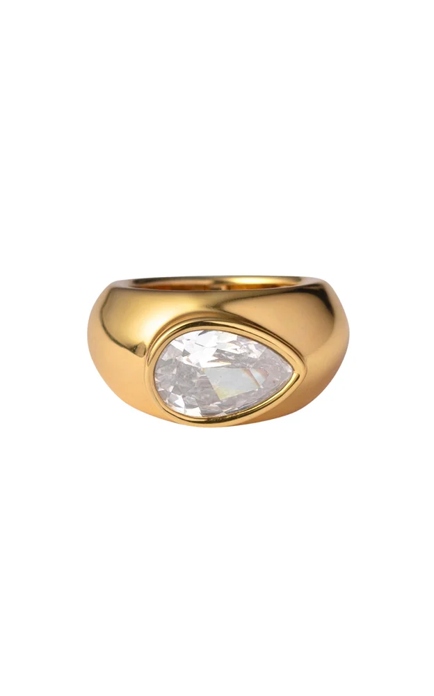 Arp 18K Gold-Plated Cubic Zirconia Pinky Ring
