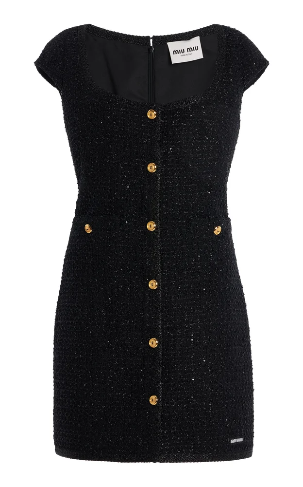 Lamé-Bouclé Tweed Mini Dress