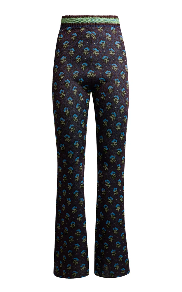 Printed Knit Flared Pants