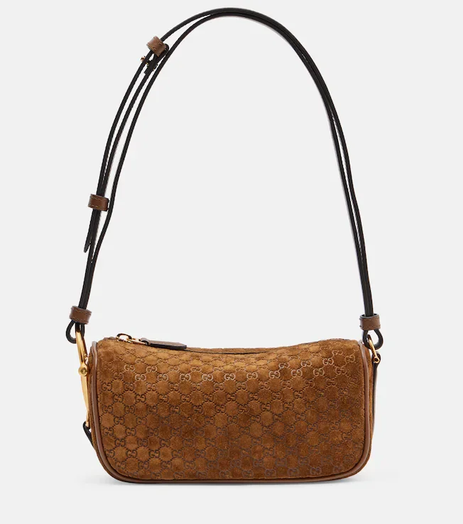 Half Horsebit suede shoulder bag
