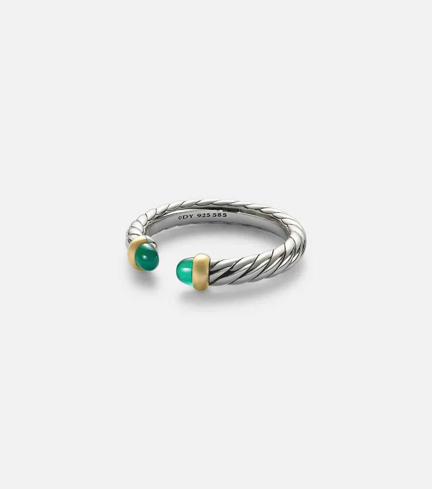 Cable Collectibles Petite Cable sterling silver ring with onyx