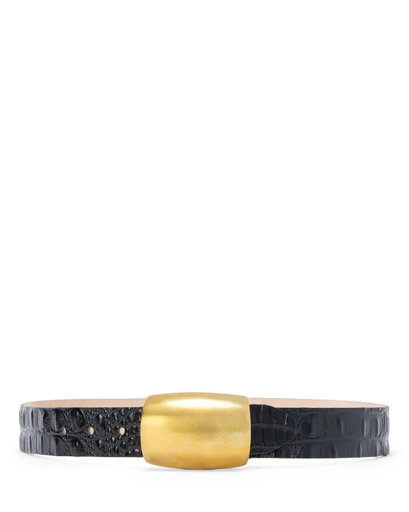 Milou Domed Croc Embossed Leather Belt