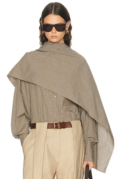 Georgia Detachable Scarf Popeline Shirt