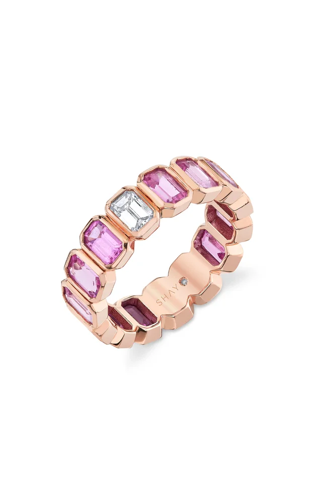 18K Rose Gold Sapphire, Diamond Eternity Band