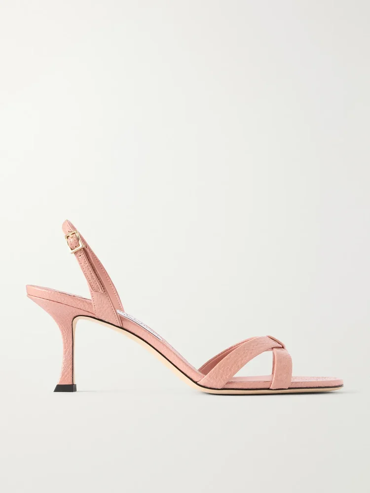 Elsy 70 slingback crackled-leather sandals