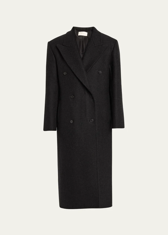 Hariet Double-Breasted Wool-Cashmere Long Coat