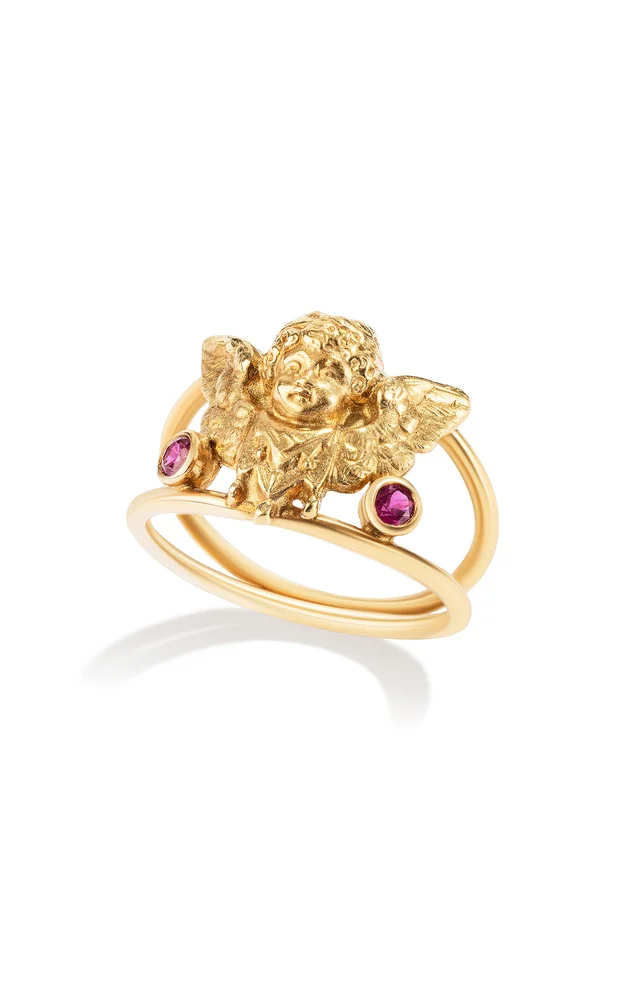 Amorini 18K Yellow Gold Ruby Ring