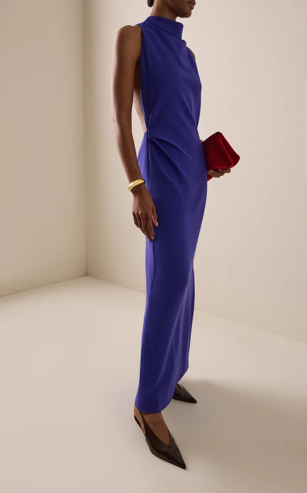 Selena Halter Crepe Maxi Dress
