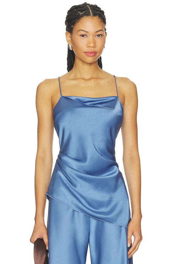 Flipped Lapel Asymmetrical Camisole Top