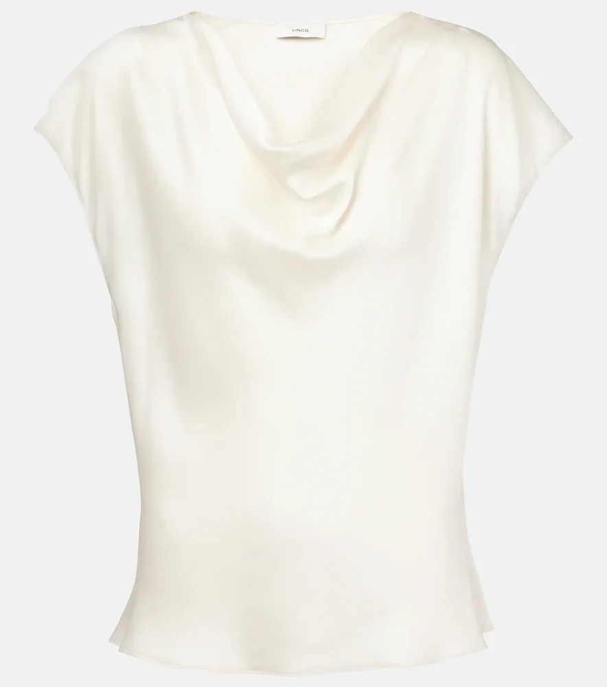 Draped silk satin top