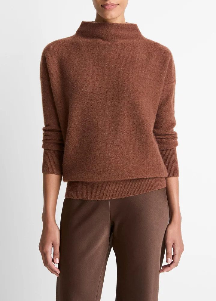 Plush Cashmere Funnel-Neck Sweater