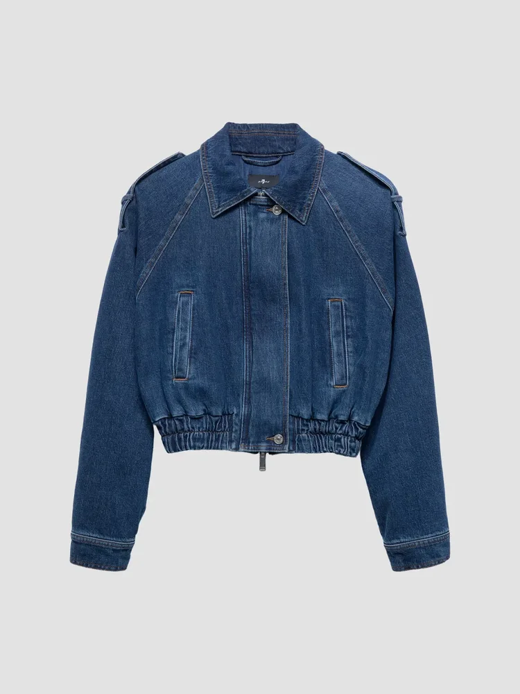 Aviator Denim Crop Jacket