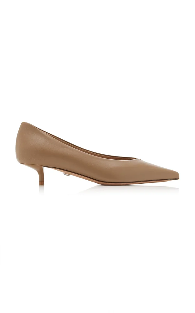 Leather Pointed-Toe Court Shoes