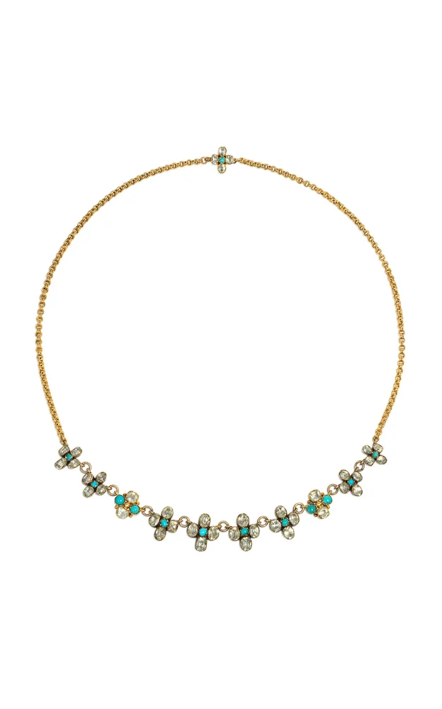 Antique Chrysoberyl and Turquoise Necklace