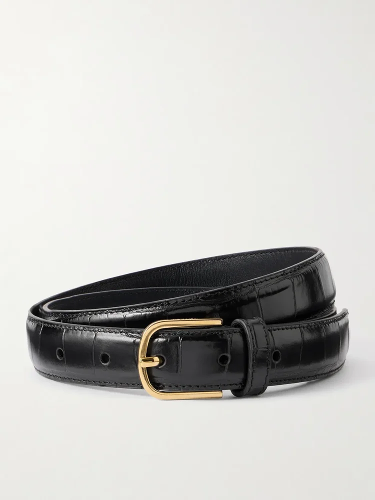 croc effect leather belt