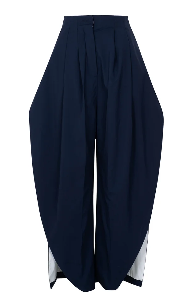 Tailored Wool Barrel-Leg Pants