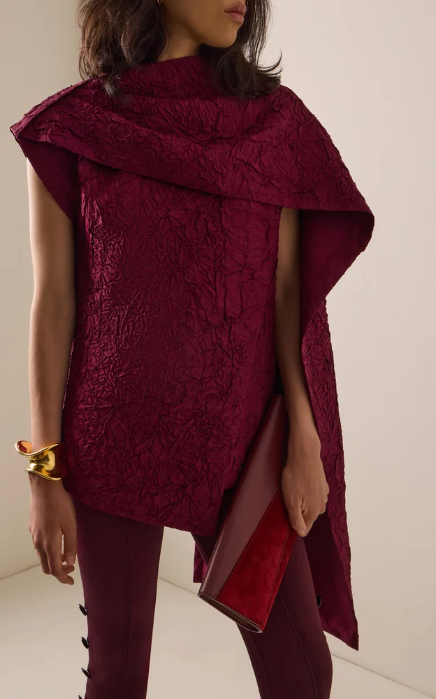 Lina Asymmetrical Crushed Silk Wrap Top